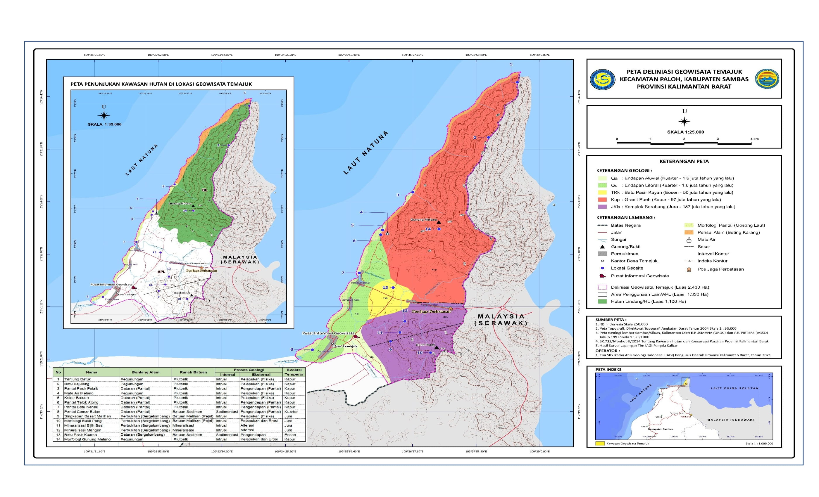 Peta Deliniasi Geowisata Temajuk Kecamatan Paloh Kabupaten Sambas Provinsi Kalimantan Barat